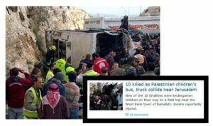 Bilde fra ulykkesstedet tatt av redningsselskapet Zaka, og skjermdump fra Haaretz.com.