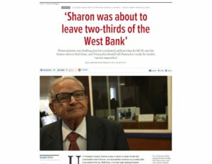 Rafi Eitan, tidligere rådgiver for Ariel Sharon. (Foto: Skjermdump fra timesofisrael.com)