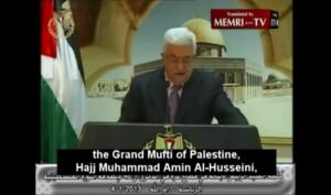 Mahmoud Abbas hyllet nazi-støttespilleren Hajj Muhammad Amin Al-Husseini i sin tv-sendte tale under Fatah-jubileet i januar 2013.