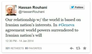 Irans president Hassan Rouhani på Twitter i dag.
