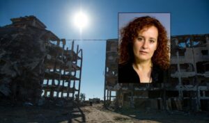 Øyenvitner i Gaza kan ved feil forveksle ildgivning fra israelske og palestinske styrker. Andre ganger kan de med overlegg legge ansvaret feilaktig på Israel, i frykt for represalier fra væpnede palestinske styrker, forteller Donatella Rovera (innfelt). (Foto: Mazur/catholicnews.org.uk)