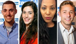 Fra venstre: Guy Leibovich, Ilana Sherrington-Hoffman, Efrat Shenkor og Ido Cohen holder foredrag i åtte av MIFFs lokalforeninger fra mandag 23. mars. (Foto: Stand With Us)