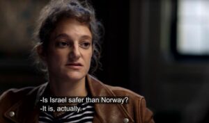 Louise Kahn føler seg tryggere i Israel enn i Oslo og europeiske byer (Skjermdump fra Youtube/TV2).