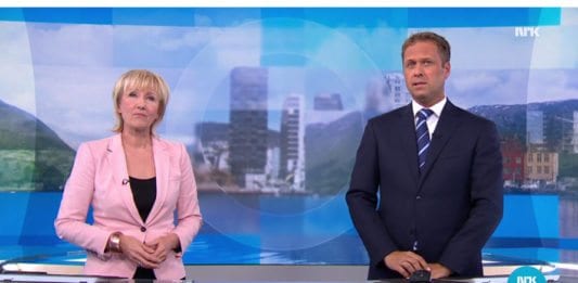 Skjermdump fra NRK Dagsrevyen 14. juli 2017.