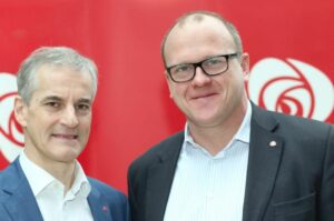 Frode Jacobsen, leder i Oslo Arbeiderparti, sammen med partileder Jonas Gahr Støre. (Foto: Bernt Sønvisen, flickr)