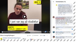 Israelere demoniseres som «ville dyr» på Facebook-siden til Amnesty International Norge Region Øst. (Skjermdump)